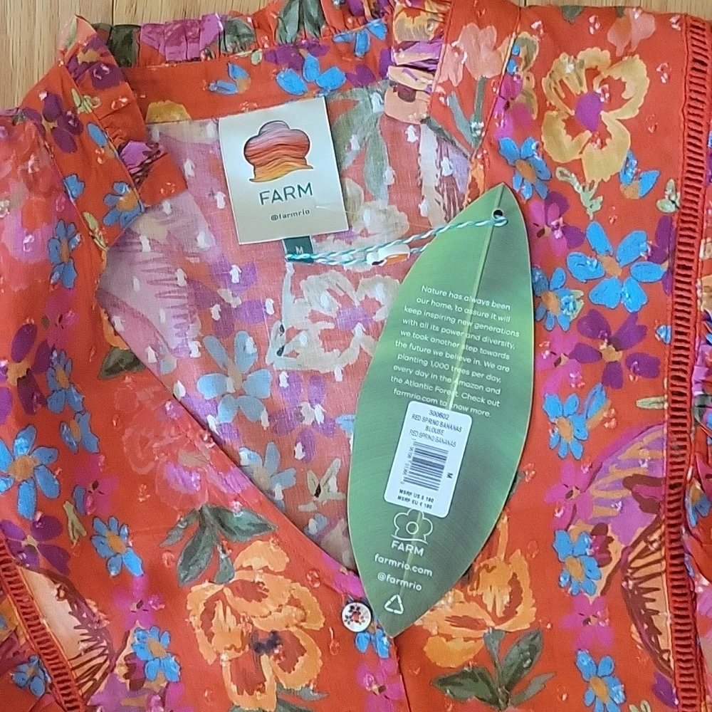 Farm Rio Red Spring Bananas Blouse